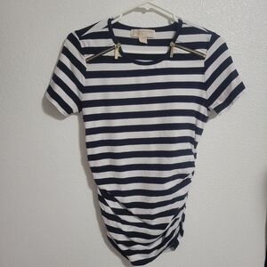 Michael Michael Kors top with roushing on sides faux zipper details size small